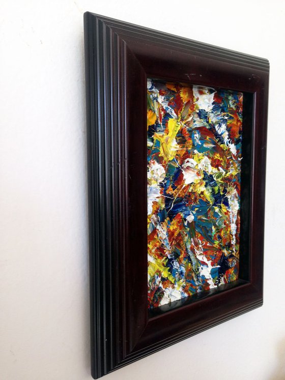 "Murder Palette" - Original PMS Micro Painting On Glass, Framed - 7.5 x 9.5 inches