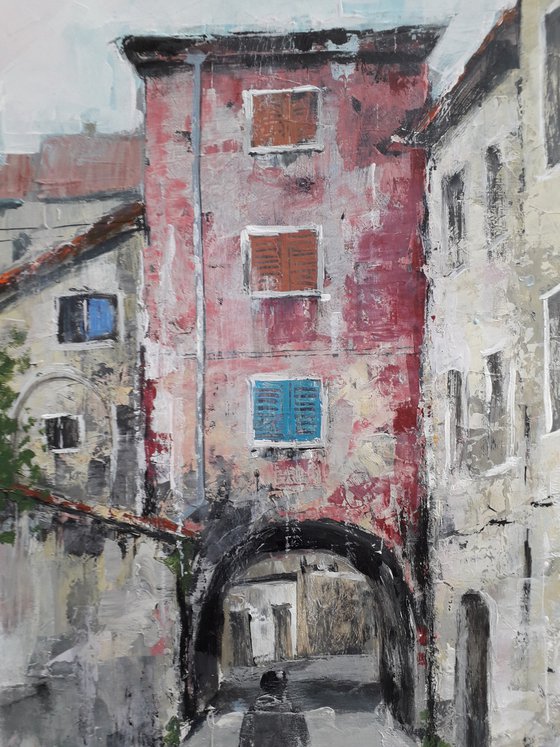 Wet day in Venice. Texture painting