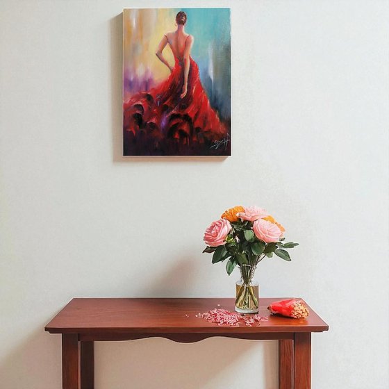 Woman in a red dress