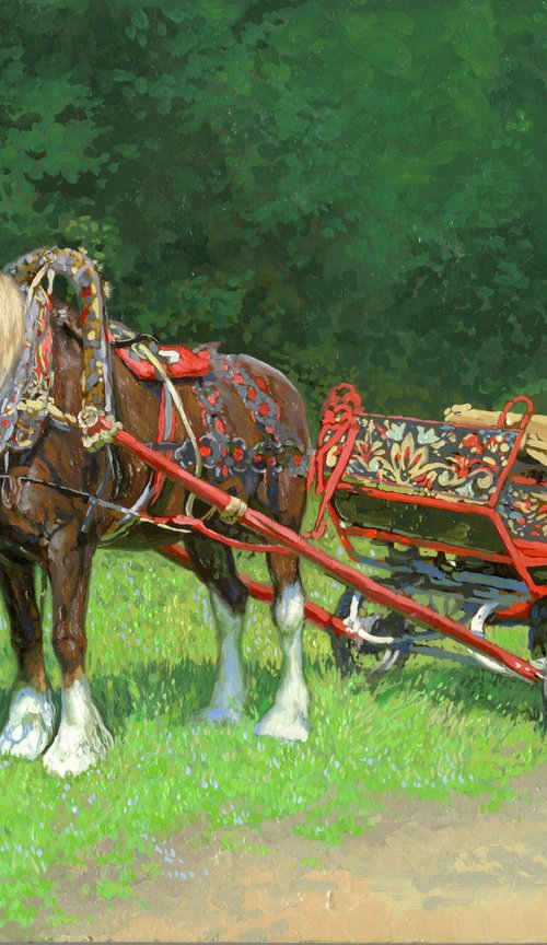 Red Roan Horse Harnessed by Simon Kozhin