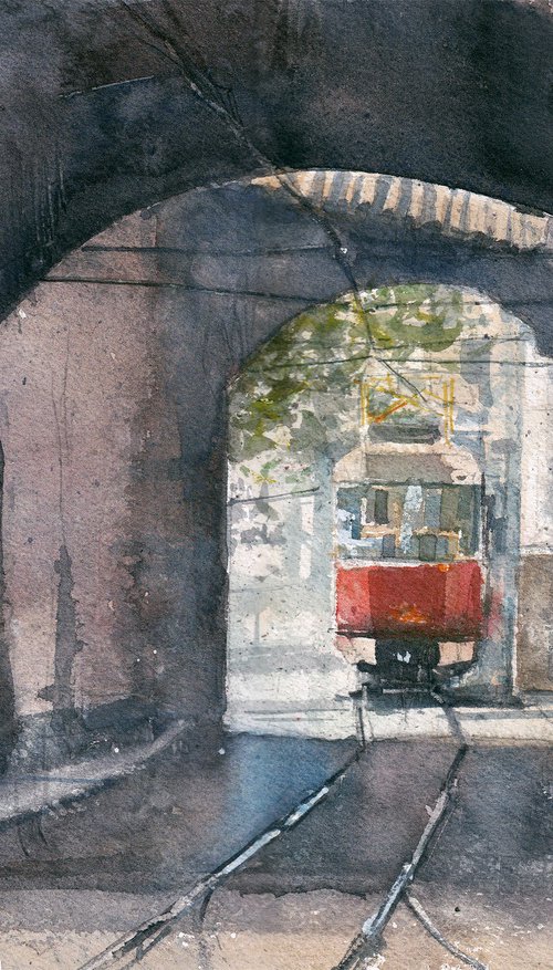 The Tram by Yurii Prysiazhnyi