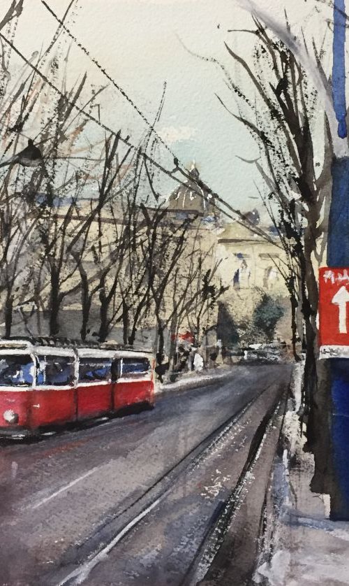 Vienna winter street scene by Tihomir Cirkvencic