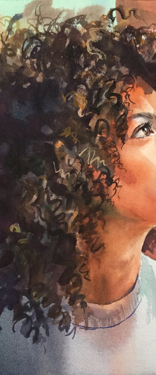 Portrait of a dark-skinned girl by Natalia Veyner