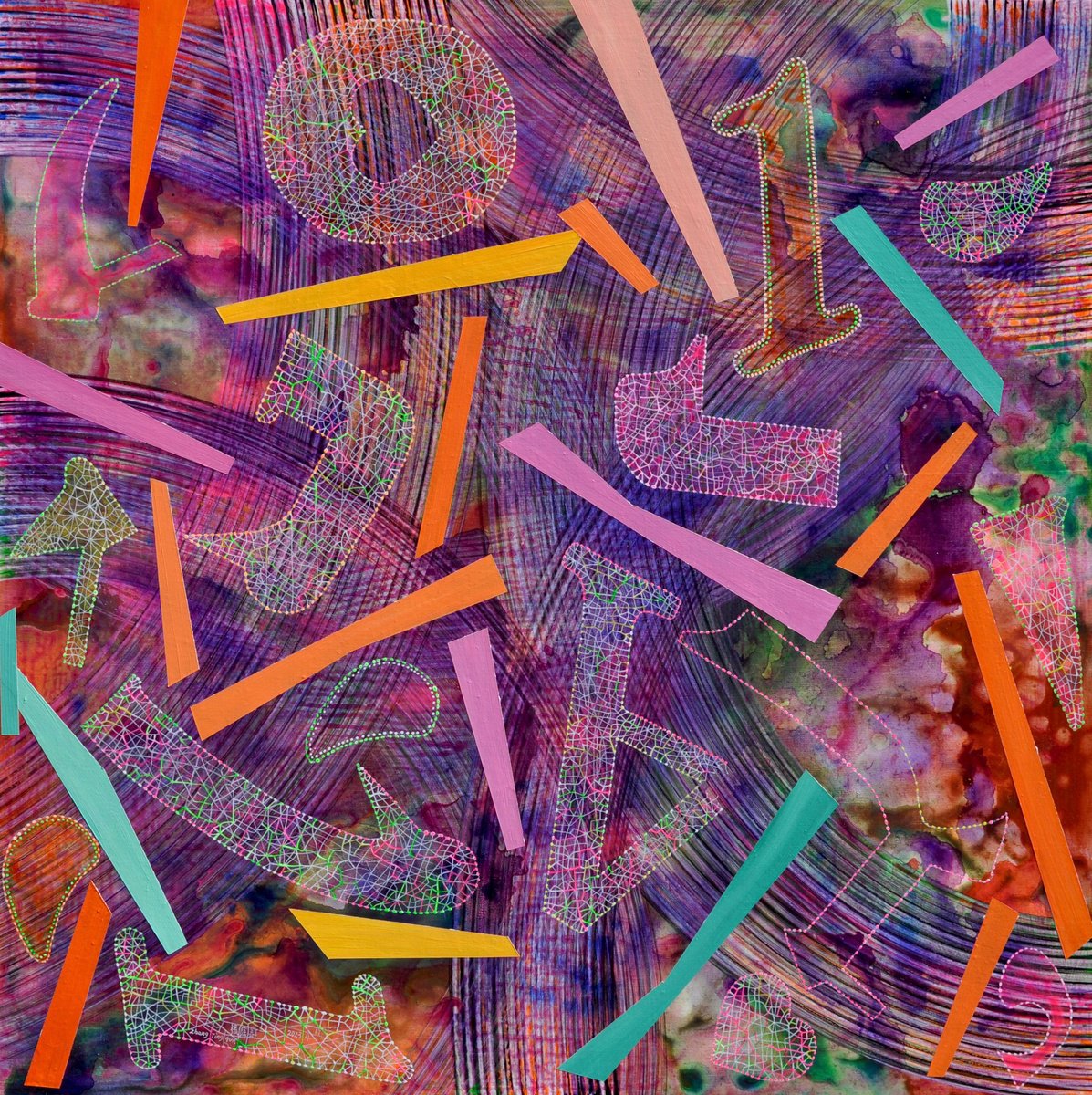 Abstract Acrylic Painting By Tingqun Zhang, 39 X 39", 2023.4.17, Original Artwork