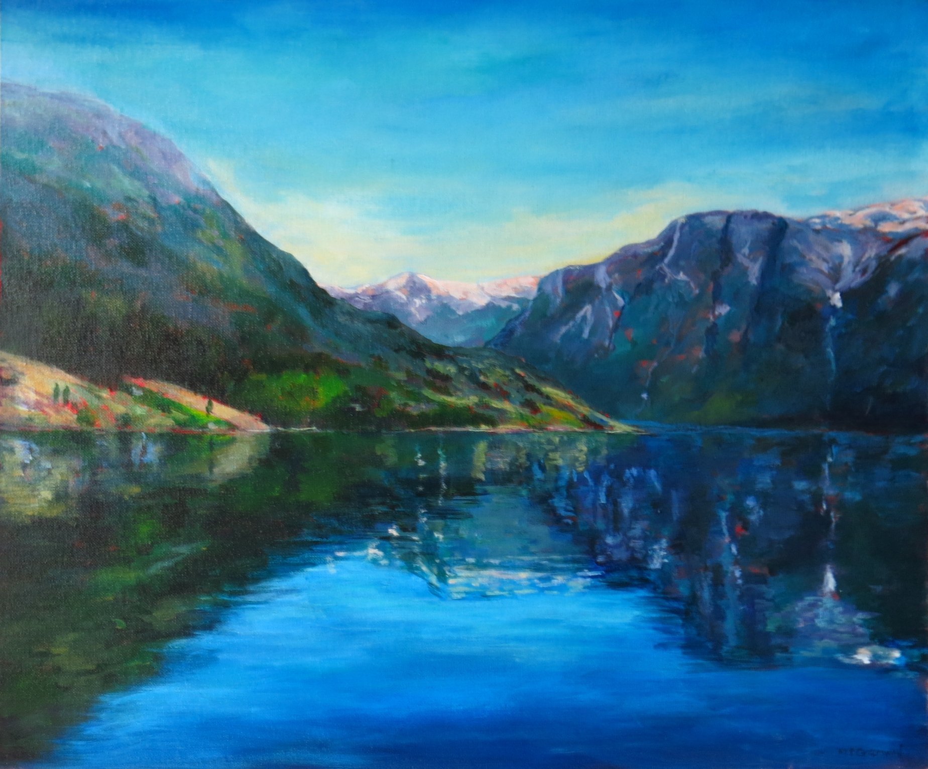 Impressionistic Landscape Acrylic Painting By Maureen Greenwood, 24 X 20", More Memories Of Norway, Original Artwork