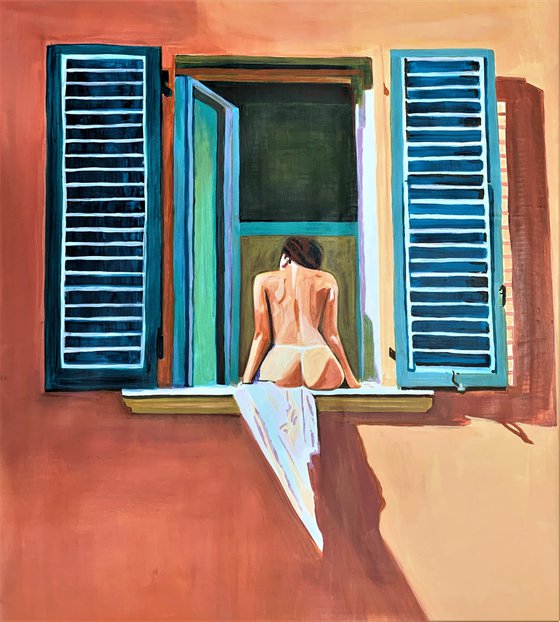 Nude at the window / 77 x 70 x 3 cm