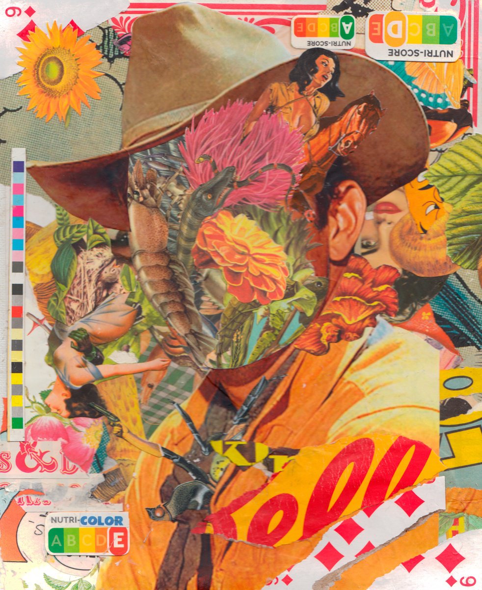 Portrait Collage By Jon Garbet, 9 X 11, The Gambler, Original Artwork