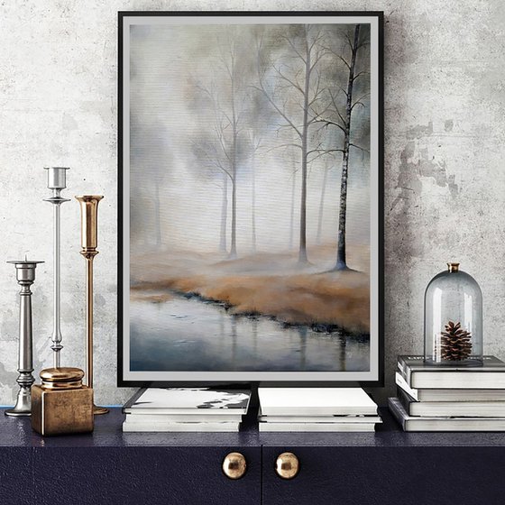 November Landscape Nature Wall Art Original Painting Autumn