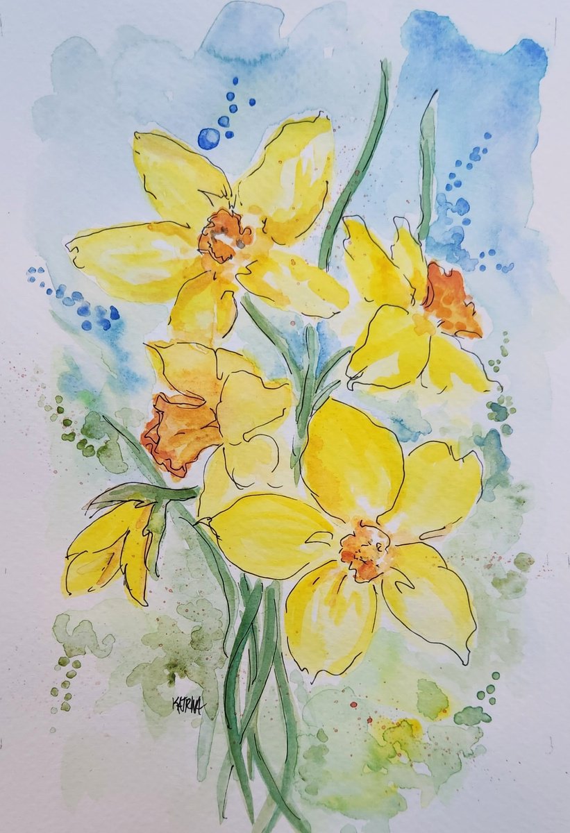 Impressionistic Botanical Watercolour By Katrina Case, 9 X 11", The Dance Of Spring, Original Artwork
