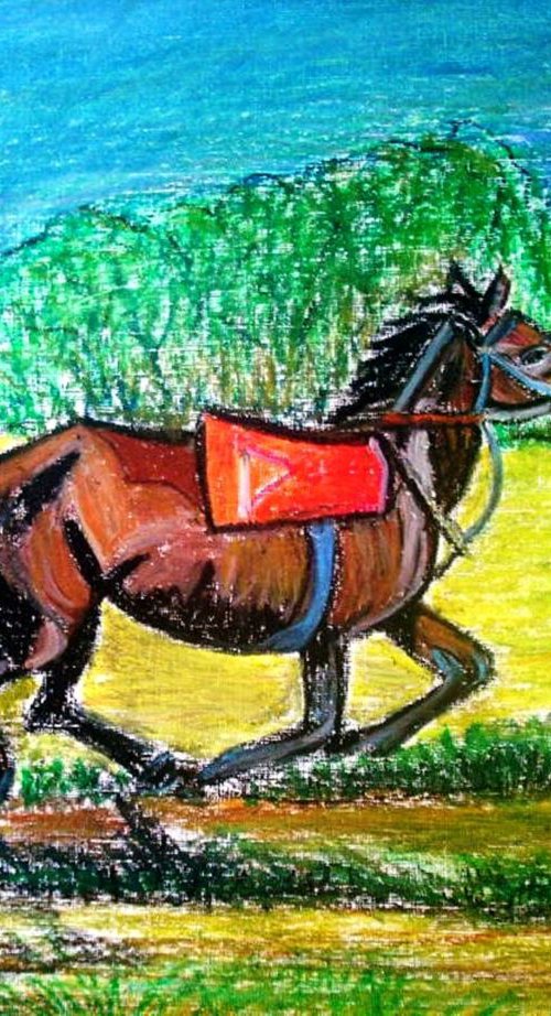 SPECIAL SALE Freedom run a  Horse painting reduced for a limited time by Manjiri Kanvinde