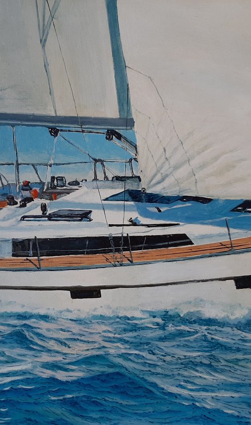 Seascape with Sailboat by Garry Arzumanyan