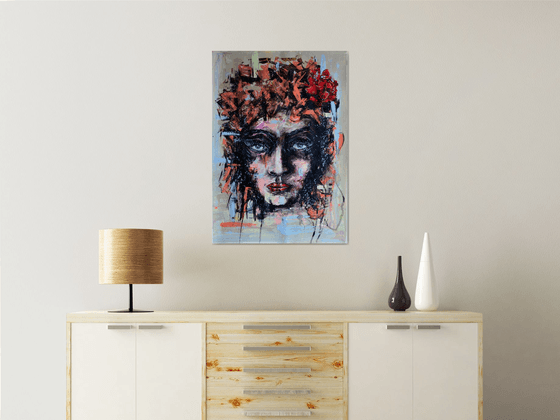 Lady Rose - Large Emotional Original Modern Art Painting Portrait