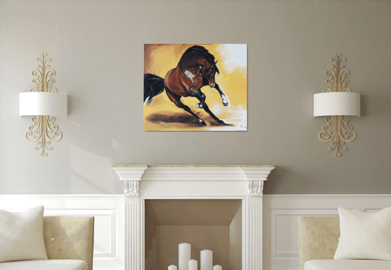 Brown horse running