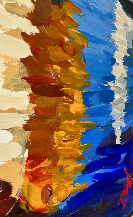 Sailing Hues in Crimson, Gold and white