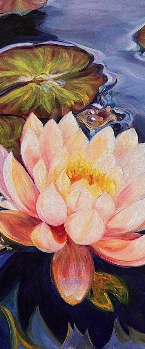 Revival- Waterlily Flower Painting by Anita Nowinska
