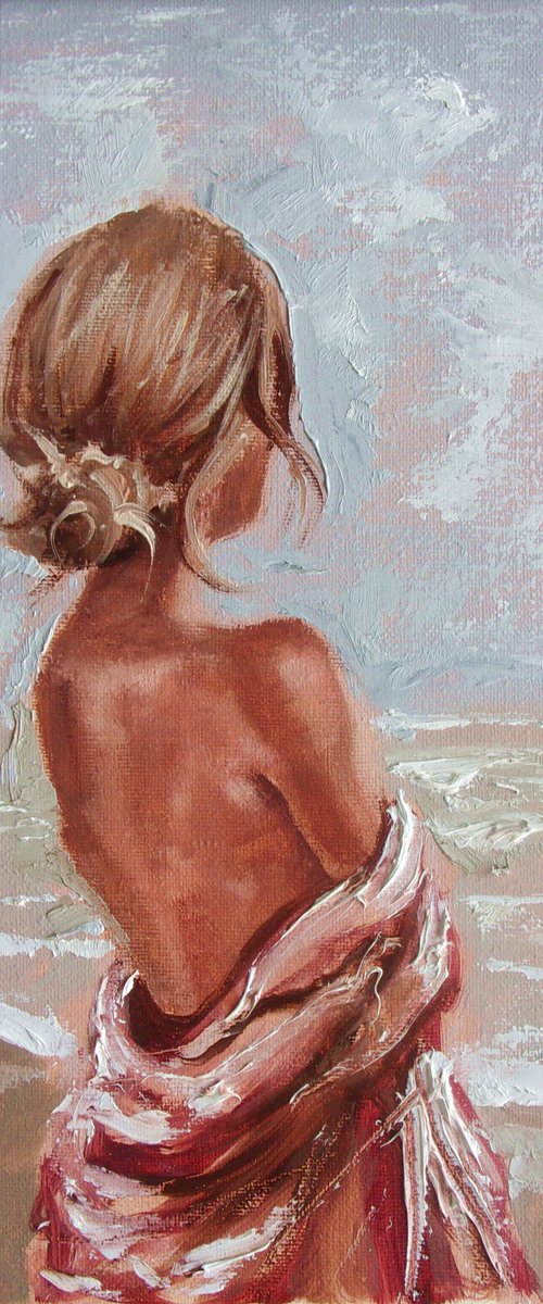 " EMPTINESS "   liGHt  ORIGINAL OIL PAINTING, GIFT, PALETTE KNIFE by Monika Luniak
