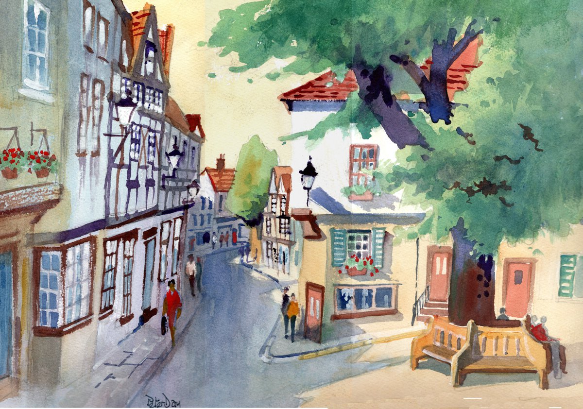 Elm Hill, Norwich, Norfolk. by Peter Day Artfinder