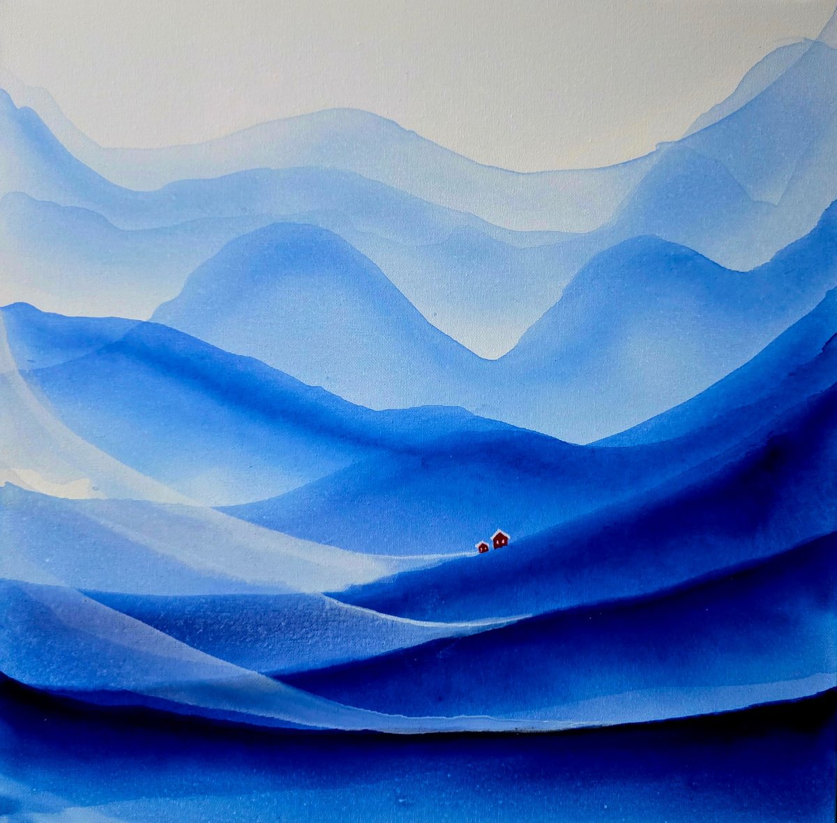 Impressionistic Abstract Acrylic Painting By Danijela Dan, 20 X 20, Tranquility Of Distance Ii, Original Artwork