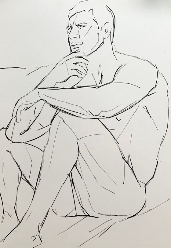 Male nude drawing gay erotic art