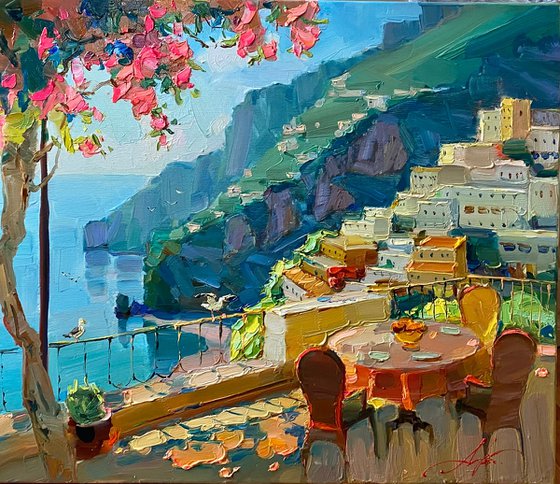 Breakfast on seaside of Italy