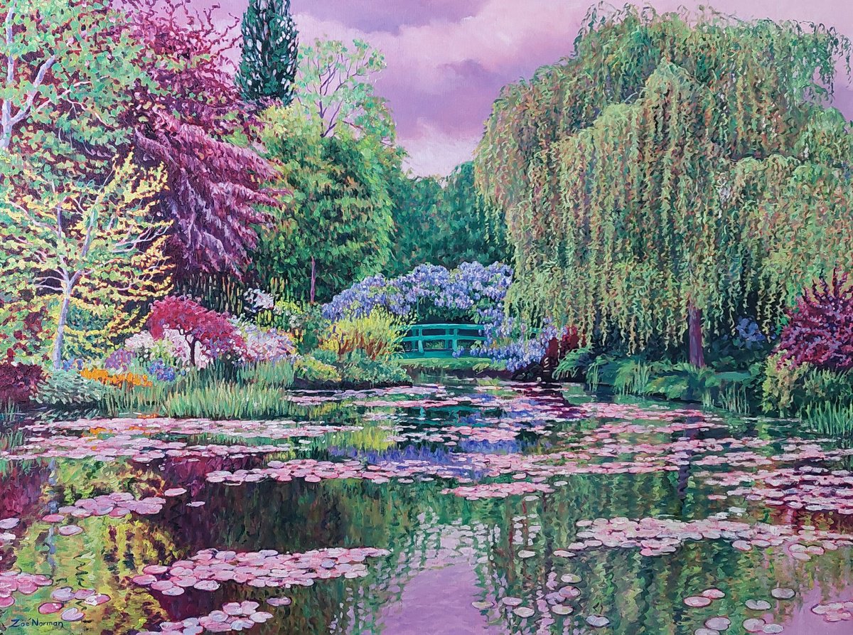 Impressionistic Botanical Oil Painting By Zoe Elizabeth Norman, 40 X 30", Monet