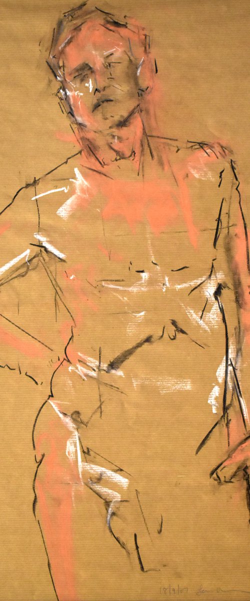 Study of a male Nude - Life Drawing No 409 by Ian McKay