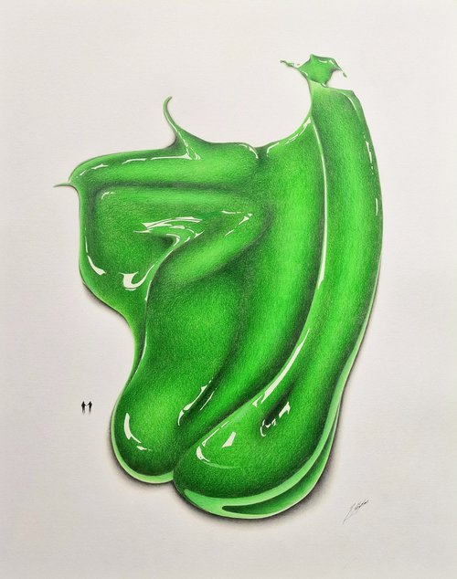 Phthalo Green 161: A Colour Pencil Drawing Of Paint by Daniel Shipton