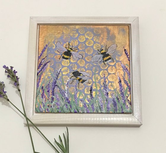 Bumbles and Lavendar 1 and 2 (diptych)