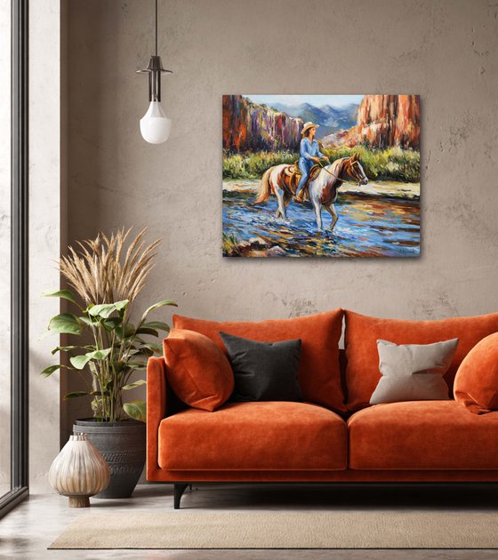 Cowgirl in the Canyon Light