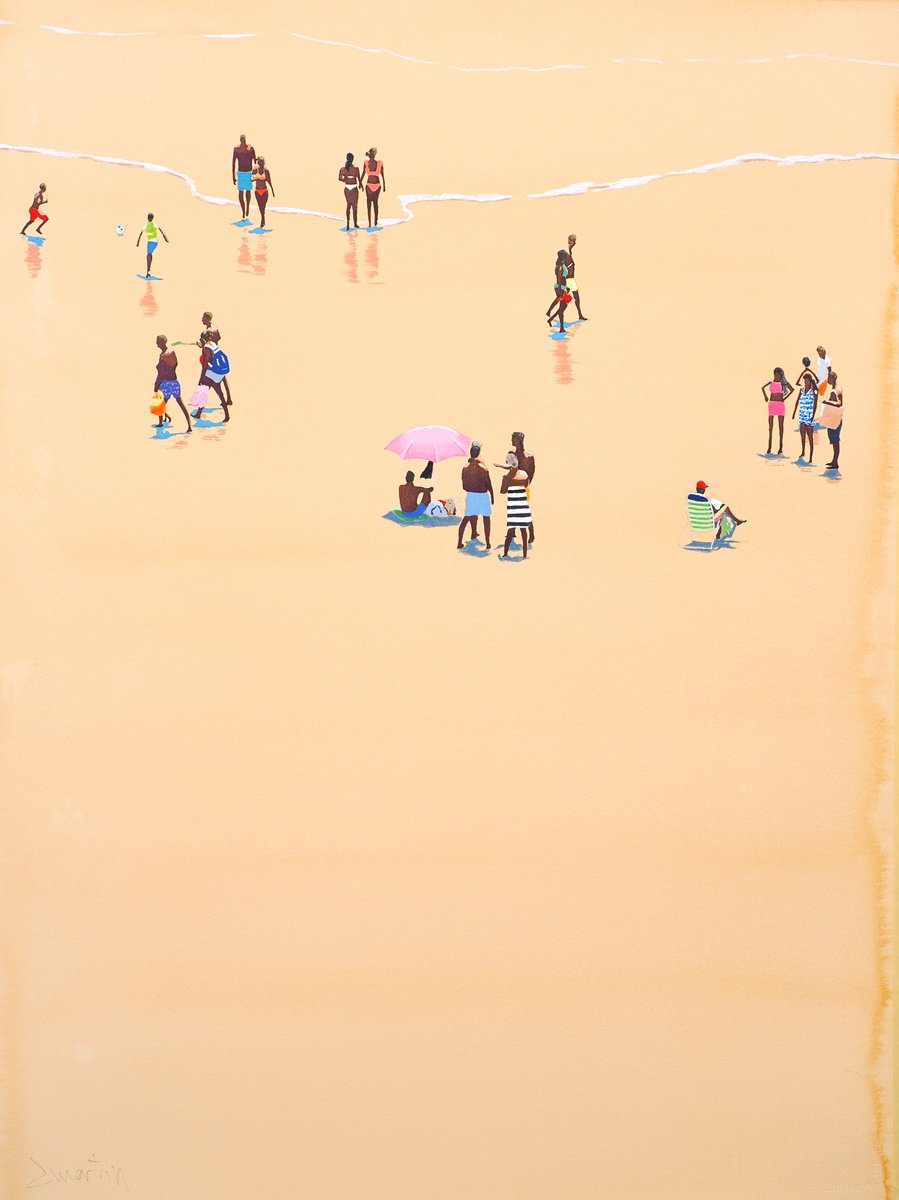 Acrylic Painting , Beach Time 75 By Carlos Marti?n, 22 X 30, Artwork For Sale On Artfinder