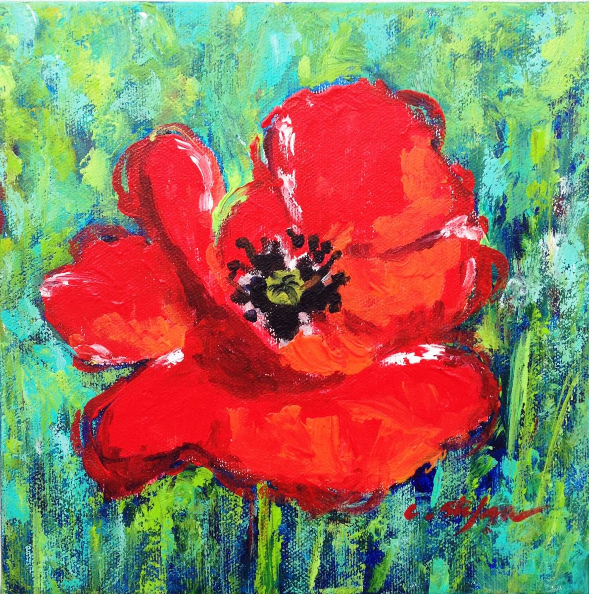 Poppy Acrylic painting by Cristina Stefan | Artfinder