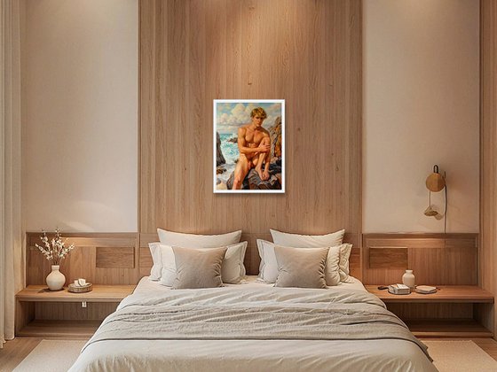 ROMANTIC MOOD (NUDE MAN ON THE BEACH)