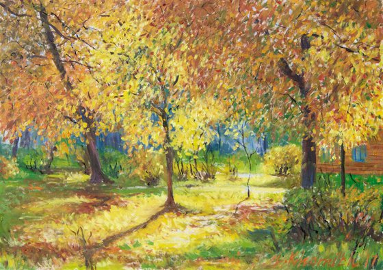 Autumn Park Impression Milan Italy Landscape 50x70cm