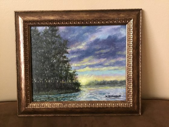 River Sparkle - framed oil on 8X10 canvas by K. McDermott