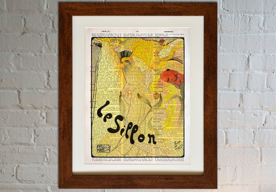 Le Sillon - Collage Art Print on Large Real English Dictionary Vintage Book Page