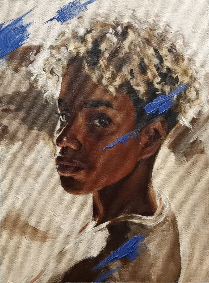 Expressive Portrait Oil Painting By Artmoods Tp, 12 X 16, Interlude 0723-01, Original Artwork