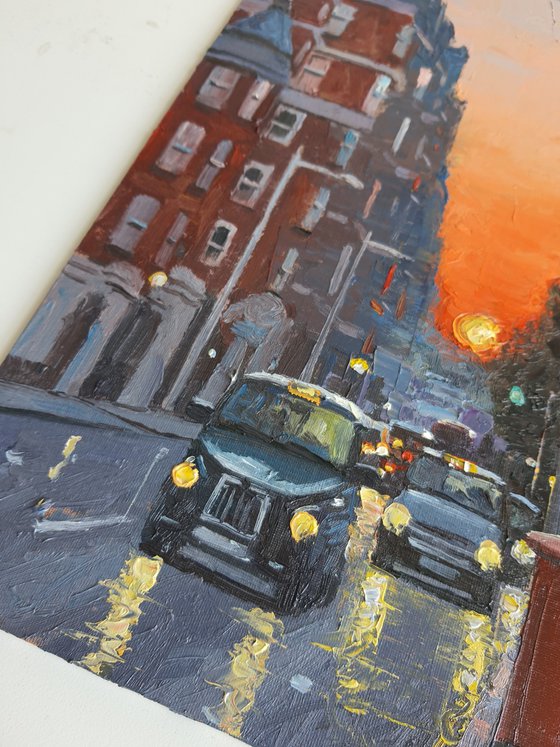 Fulham road sunset, London