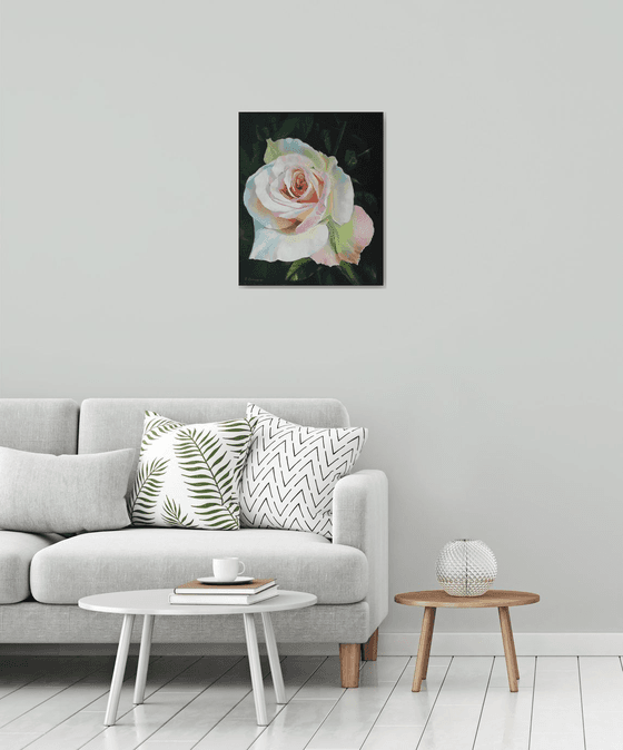 "Unusual rose"  rose flower  liGHt original painting  GIFT (2020)