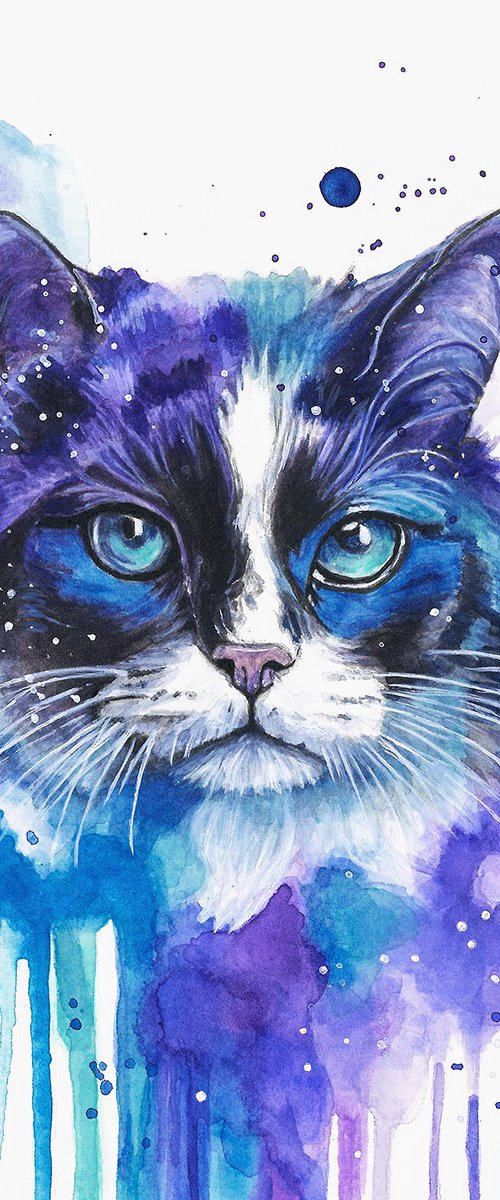 Colourful Cat Painting by Sandy Broenimann