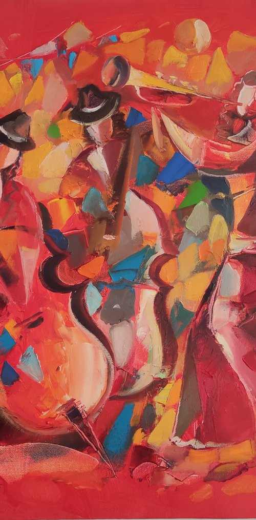 Musical festival (70x60cm, oil/canvas, abstract art, ready to hang) by Hayk Miqayelyan