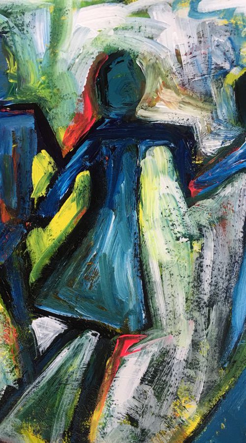 Figurative Abstract People - Together we are strong - Modern Art by Sharyn Bursic