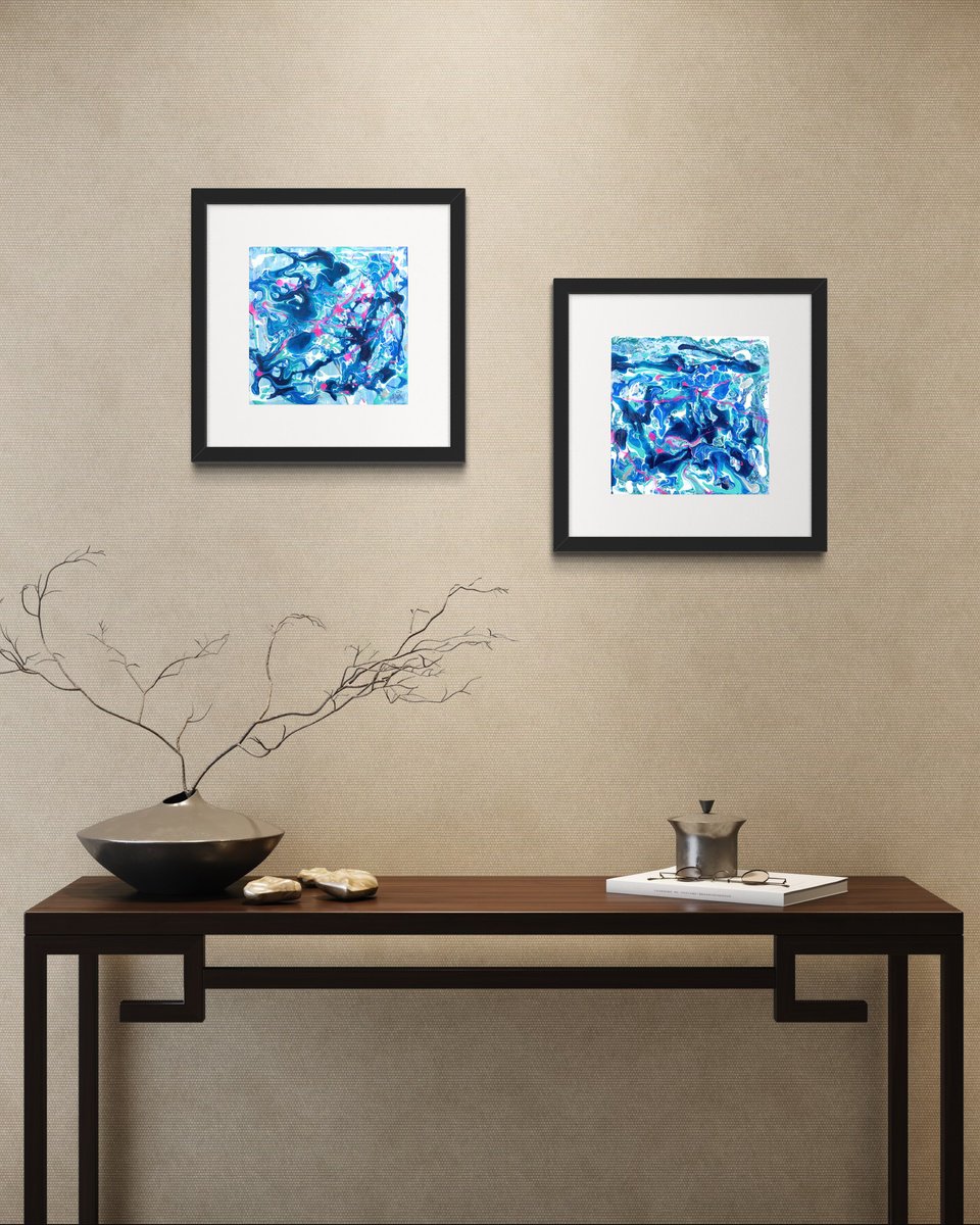 Abstract Landscape Acrylic Painting By Km Arts, 20 X 10", Visions Of The Sea, Original Artwork