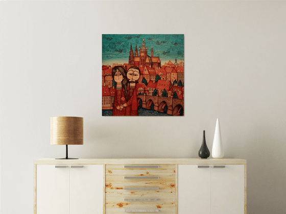 Prague (70x70cm, oil painting, ready to hang)