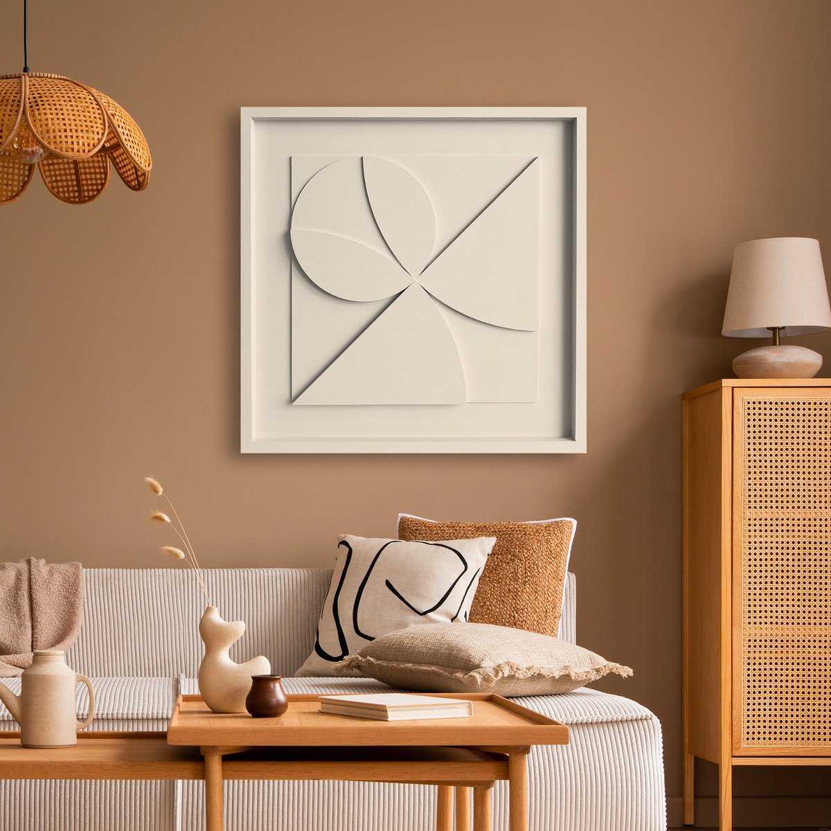 Geometric Abstract Relief By Liam Roberts, 20 X 20", After Dark, Original Artwork