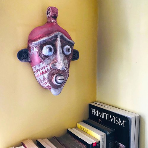 Primitive Style Ceramic Mask Two by Michael Woods