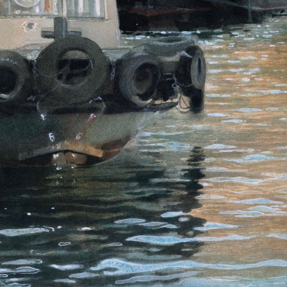 Moored Tugboat in the Evening Light