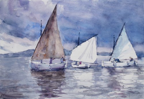 Sailboats before sailing by Goran Žigolić Watercolors
