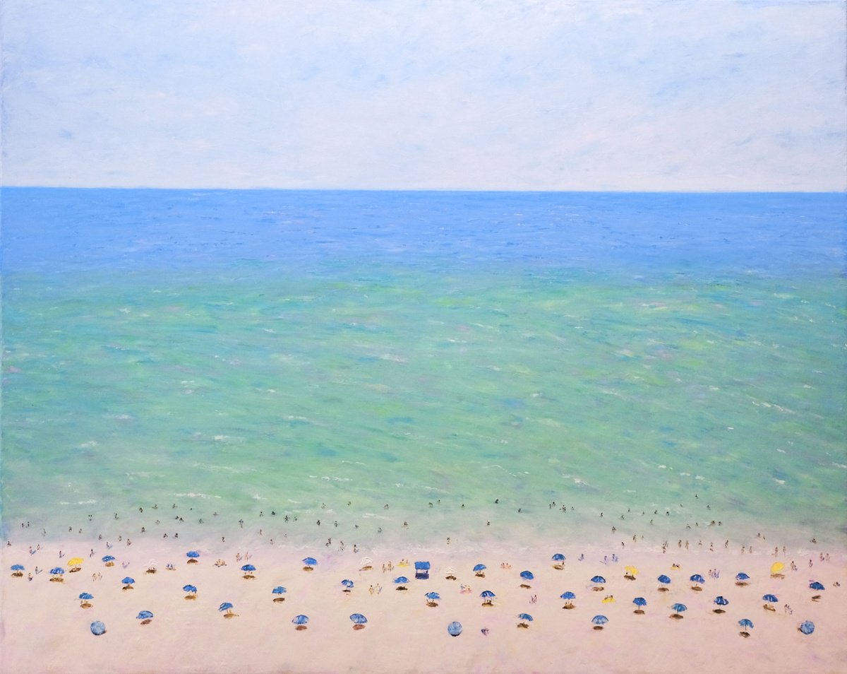 Landscape Oil Painting By Anastasia Woron, 31 X 26, Miami Beach, Original Artwork