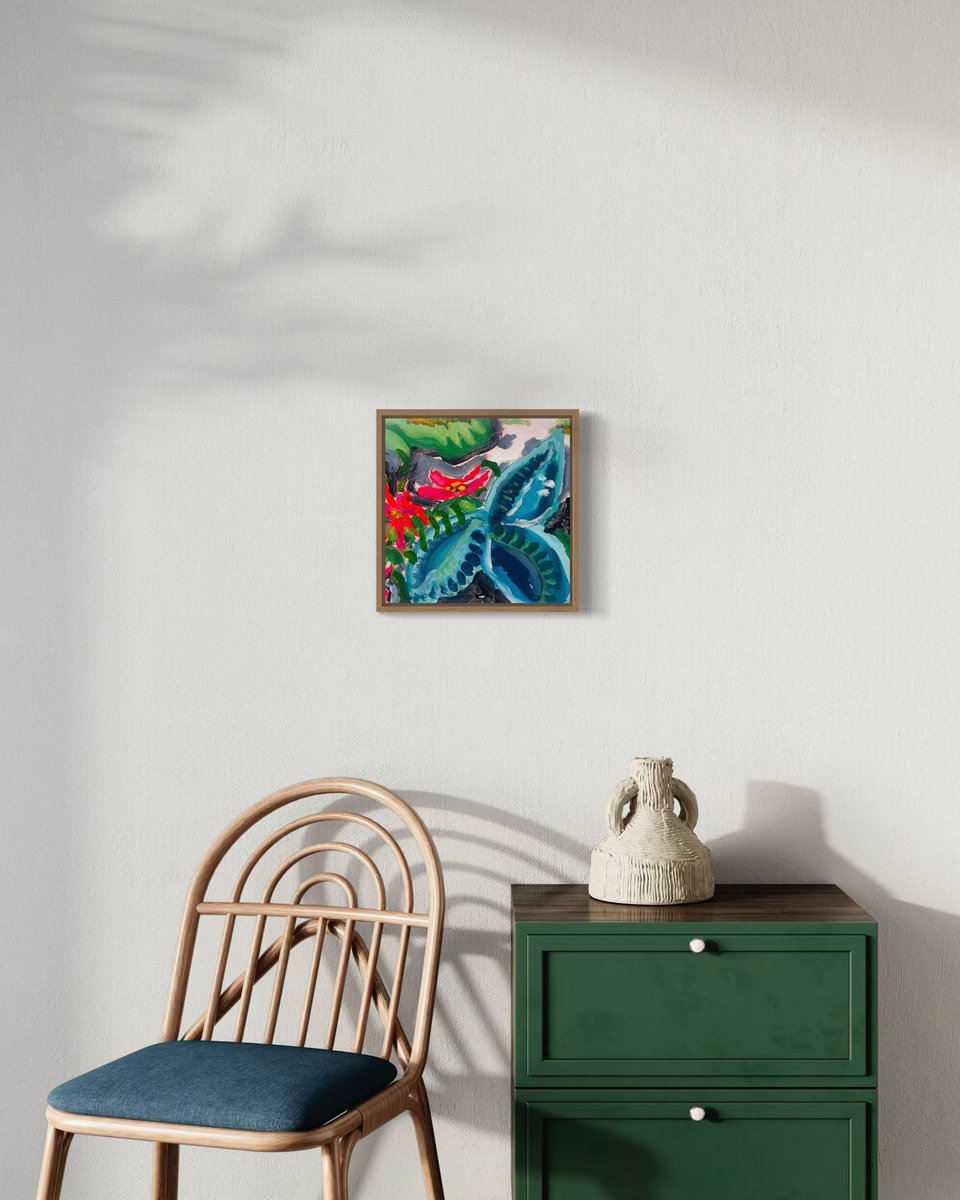 Expressive Botanical Acrylic Painting By Alice Gavin Atashkar, 12 X 12, Japanese Anenome, Original Artwork