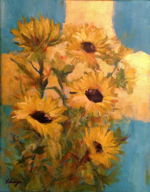 Sunflowers in Gold by Kathleen Harrington